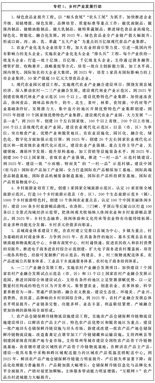 河南省人民政府关于印发河南省“十四五”乡村振兴和农业农村现代化规划的通知 河南省人民政府关于印发河南省“十四五”乡村振兴和农业农村现代化规划的通知